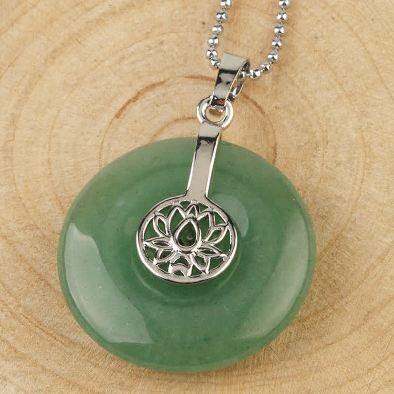 Grüner Aventurin Kette Lotus Anhänger Heilstein