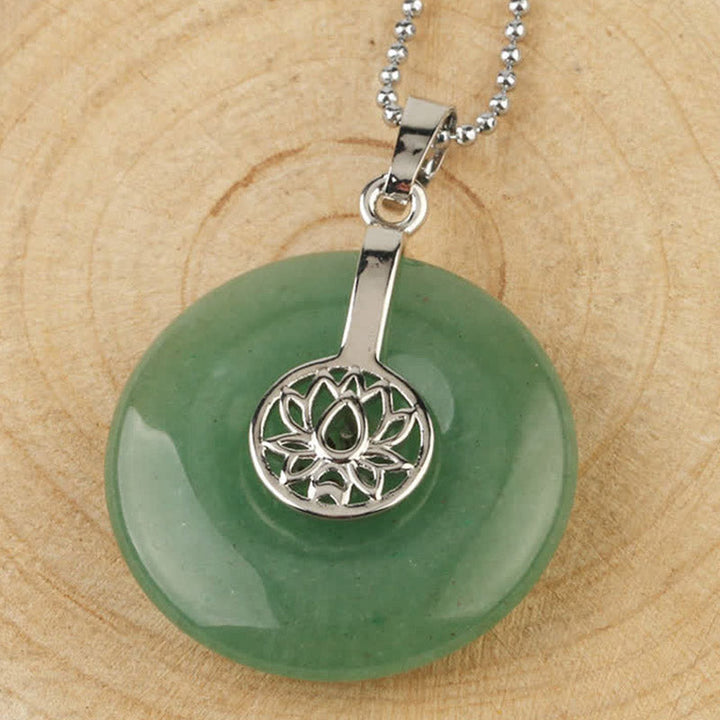 Grüner Aventurin Kette Lotus Anhänger Heilstein