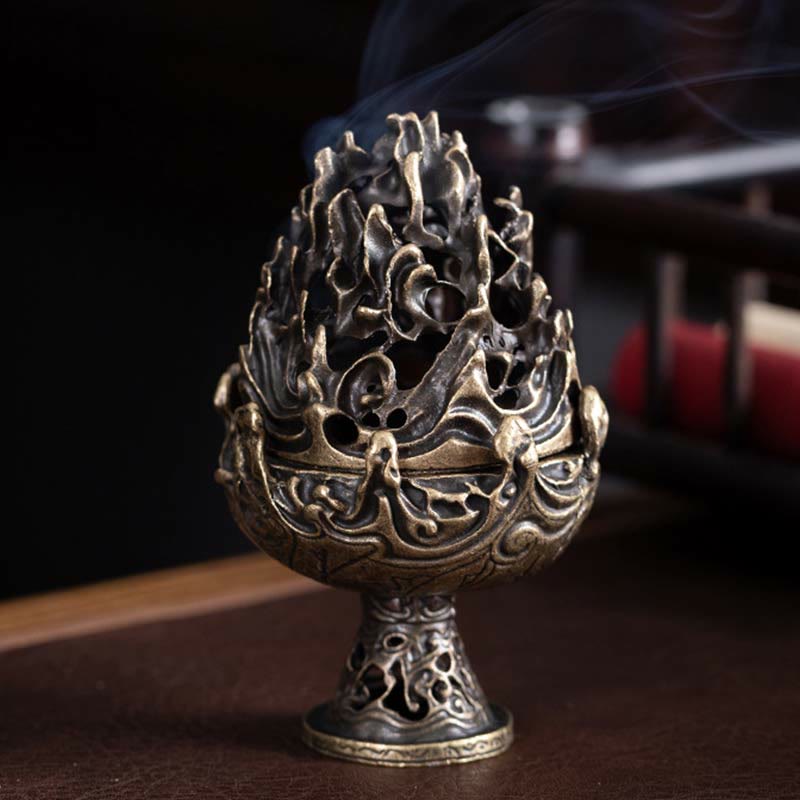 Räuchergefäß Mit Sieb Berg Kupfer Tibetisch Bronze groß