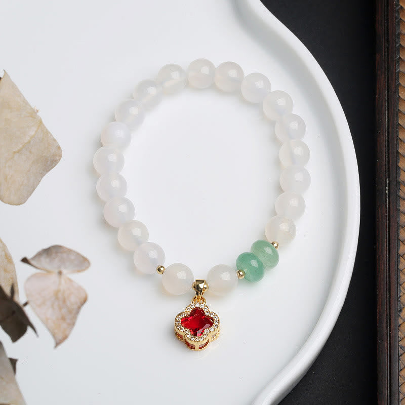 Armband Roter Achat Fu-Zeichen Milchstein grün elegant Schutzarmband