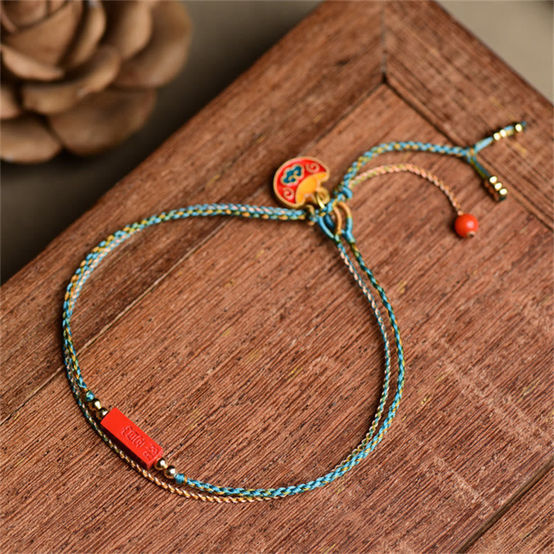 Armband Zinnober – Segen & Balance mit türkisen Fäden Naturstein