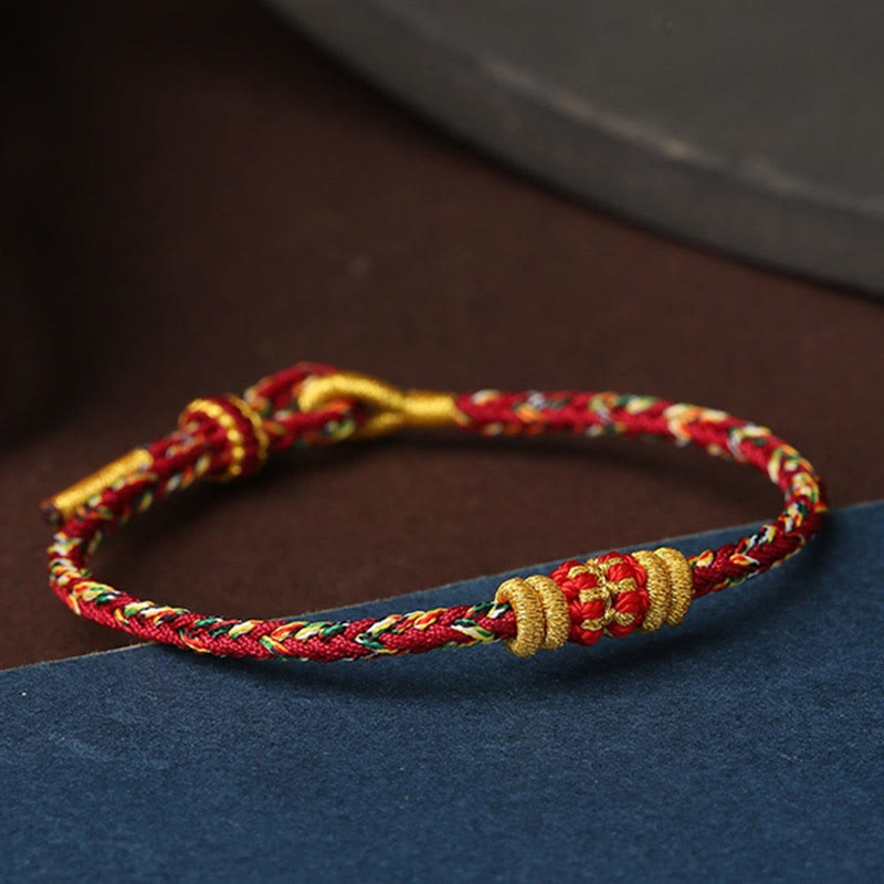 Armband Bunt Geflochten Knoten – Glück rot gold gelb blau