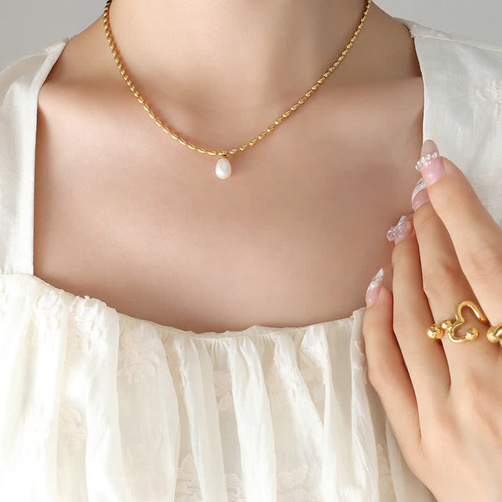 Anhänger Kette Perle gold Tropfen elegant