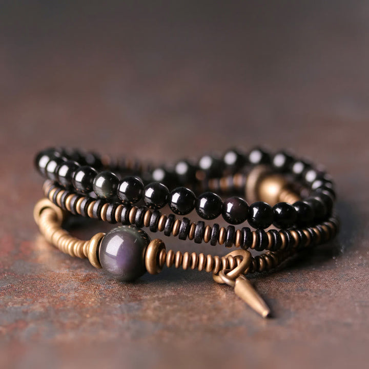 Armband Regenbogen Obsidian Ebenholz - Heilung