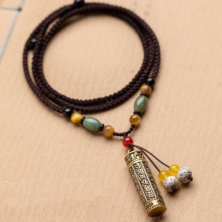 Anhänger Achat Om Mani Padme Hum Schutz Heilung Naturstein Kette