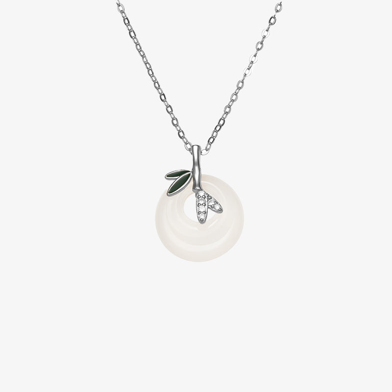 Kette Chalcedon Silber Bambusblatt Anhänger Schmuck