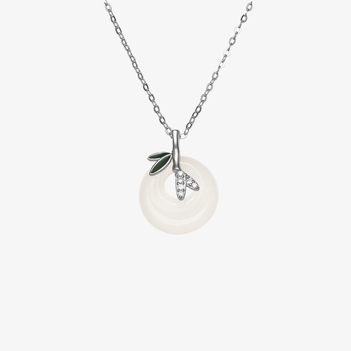 Kette Chalcedon Silber Bambusblatt Anhänger Schmuck