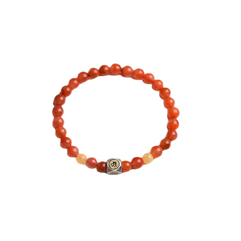 Armband 925 Silber Roter Achat Chinesisches Tierkreis