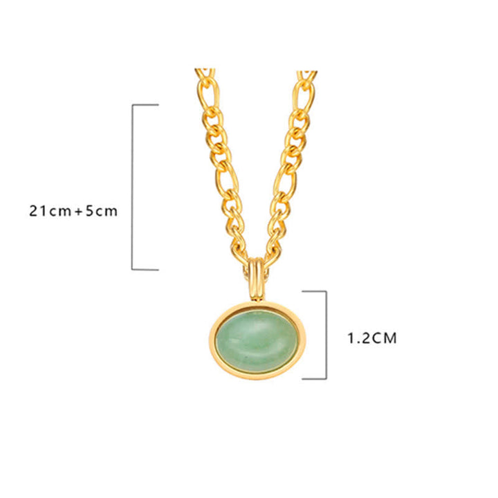 Grüner Anhänger, Türkis Stein Oval, Elegante Kette, Kraft