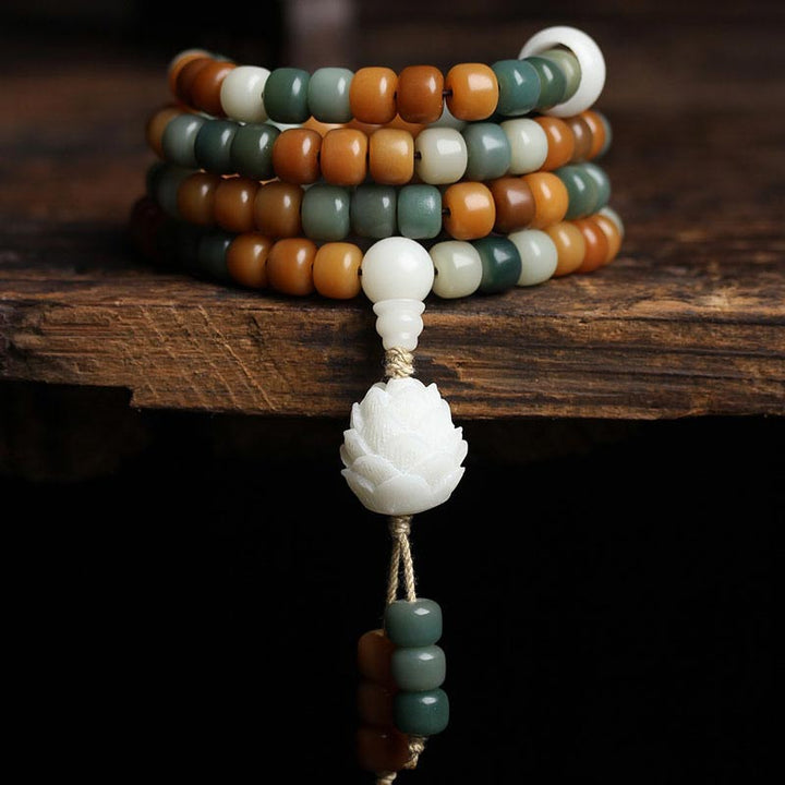 Armband Bodhi Lotus – Harmonie mit weißem Lotus Anhänger Naturstein