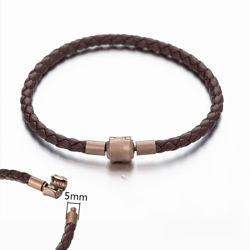 Braunes geflochtenes Leder Armband Vintage mit Magnetverschluss Detail