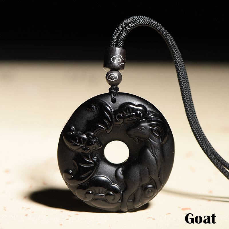 Kette schwarze Obsidian Tierkreis Natur – Frieden | Zen Spirit