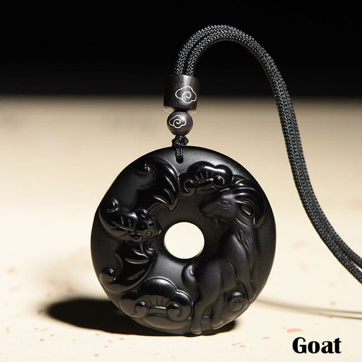 Kette schwarze Obsidian Tierkreis Natur – Frieden | Zen Spirit