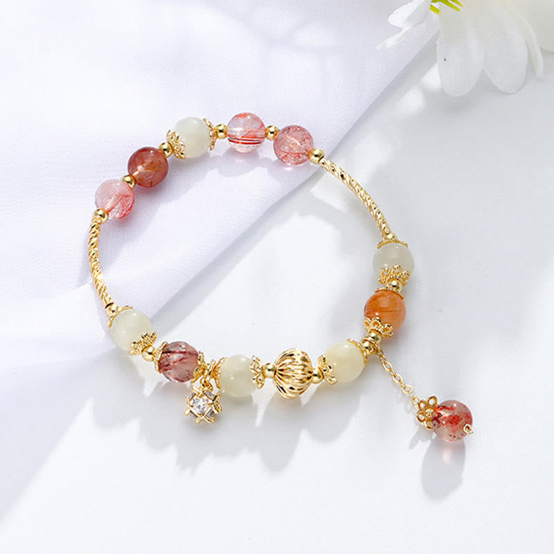 Armband Bunt Rutilquarz Katzenauge Perlen Gold Schmuck elegant