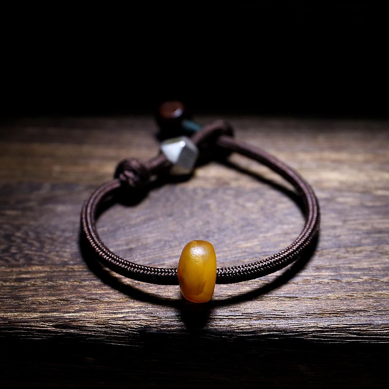 Gelber Bernstein Armband 925 Silber Chinesisches Tierkreis Naturstein braun