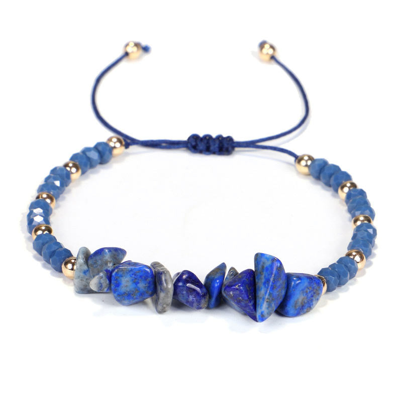 Lapislazuli Armband mit blauen Steinen und goldfarbenen Perlen
