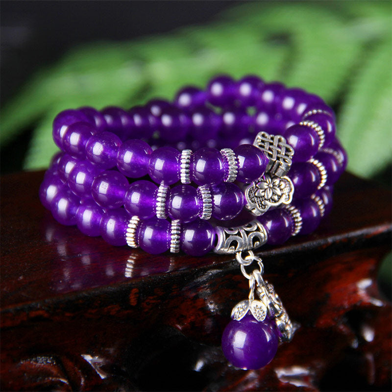 Amethyst Pixiu Armband lila Perlen Silber Charme Wohlstand Schmuck