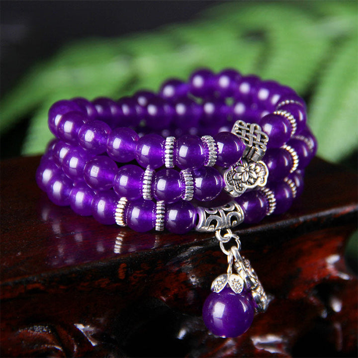 Amethyst Pixiu Armband lila Perlen Silber Charme Wohlstand Schmuck