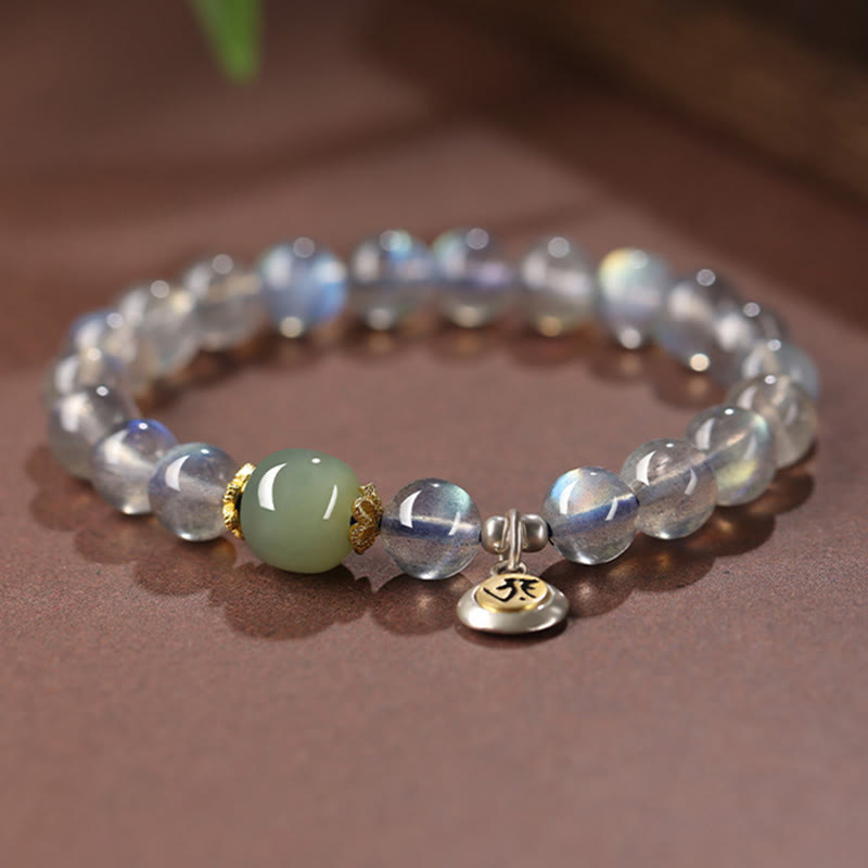 Mondstein Armband 925 Silber mit chinesischem Tierkreis Charm elegantes Accessoire