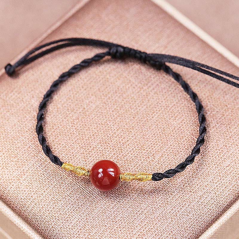 Armband Roter Achat – Balance mit schwarzem Seidenfaden elegantes Design
