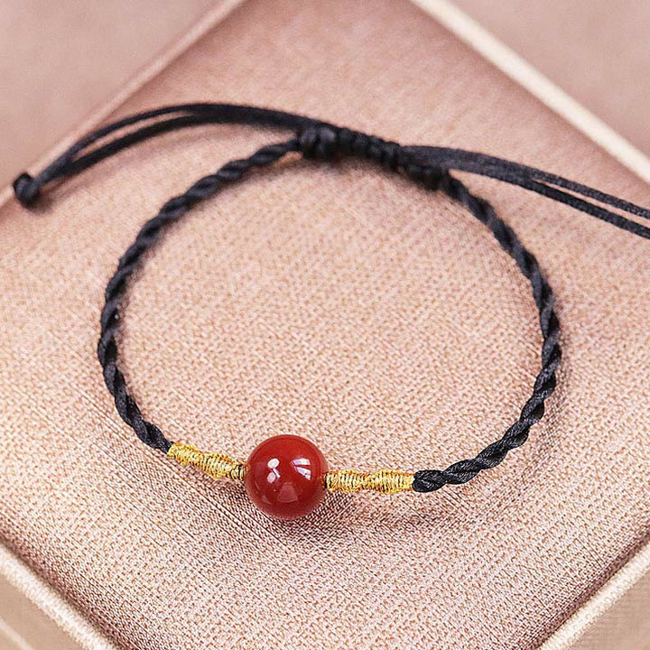 Armband Roter Achat – Balance mit schwarzem Seidenfaden elegantes Design