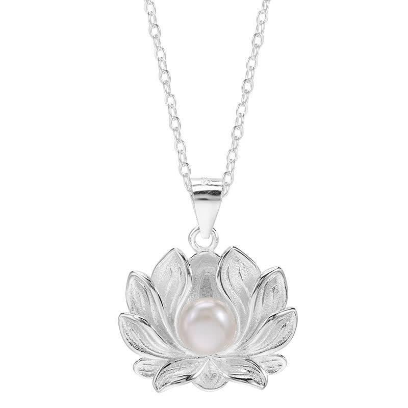 Kette Sterling-Silber Lotus Perle Wohlstand Blüte