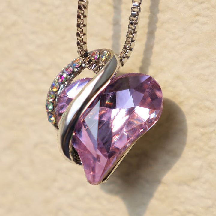 Kette Rubin Herz silber Anhänger facettiert violett Edelstein Schmuck