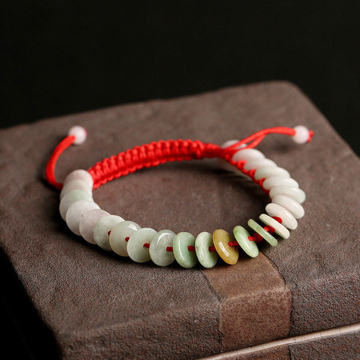 Armband Jade – Schutz & Glück mit roten Schnüren Naturstein