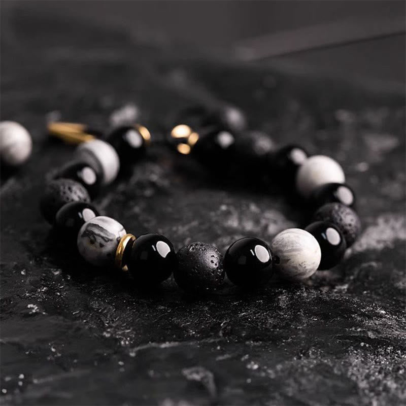 Armband Obsidian Lava – Yin Yang Kraft