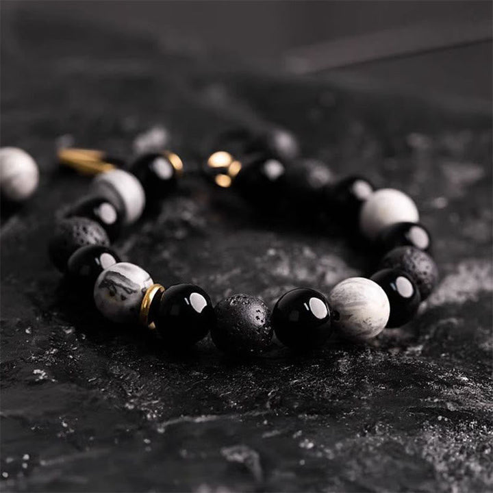 Armband Obsidian Lava – Yin Yang Kraft