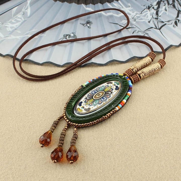 Kette, Mandala, Perlen, Buddha-Anhänger, Kreativität, Boho