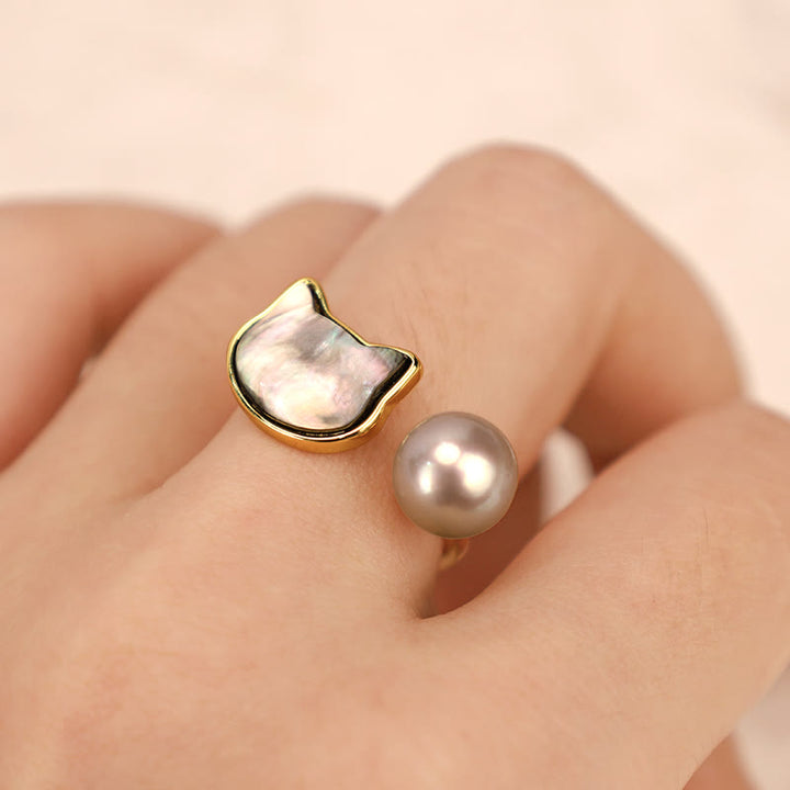 Ring Perle Katze Gold Harmonie
