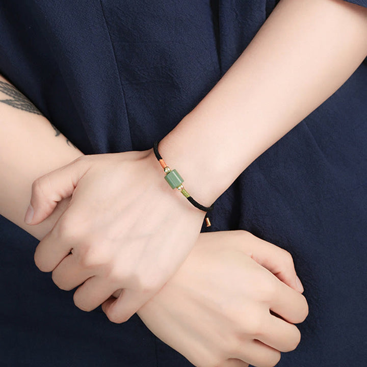 Mala Grüner Aventurin Malachit Armband Handgelenk schwarzes Band Naturstein