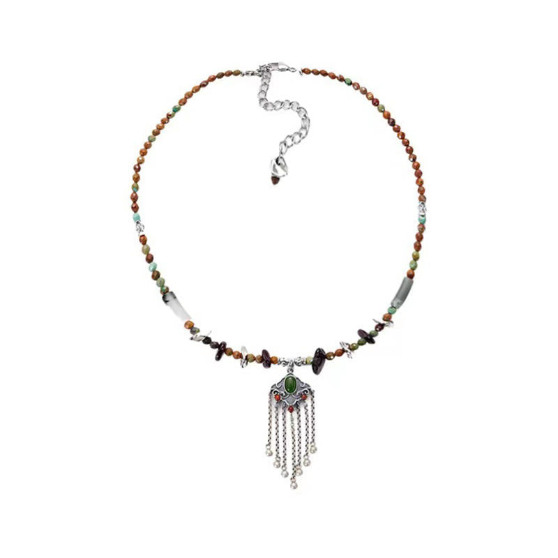 Kette Kristall Kupfer Amulett Tibet