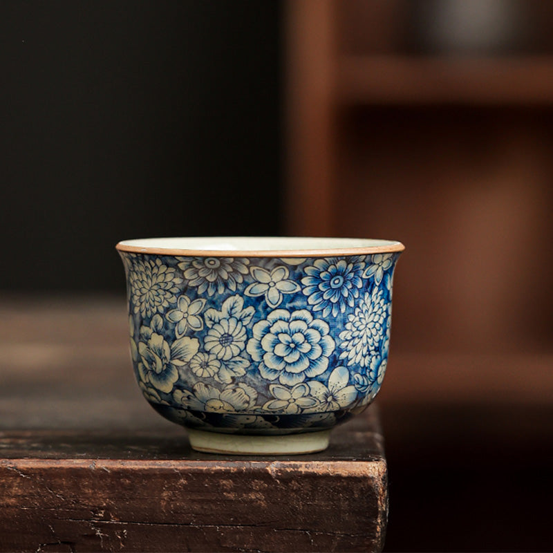 Teekanne Mit Tasse Porzellan Blau Weiß Sieb Tasse Mini