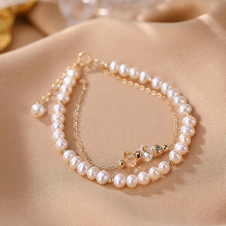 Elegantes Perlenarmband 925 Silber Kristall – Heilung am Handgelenk getragen