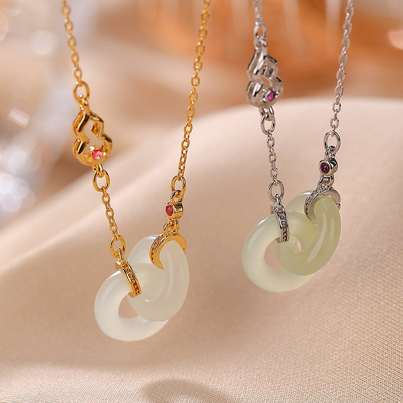 Jade Anhänger Kette grüne Jade Buddha Glück Gold Silber