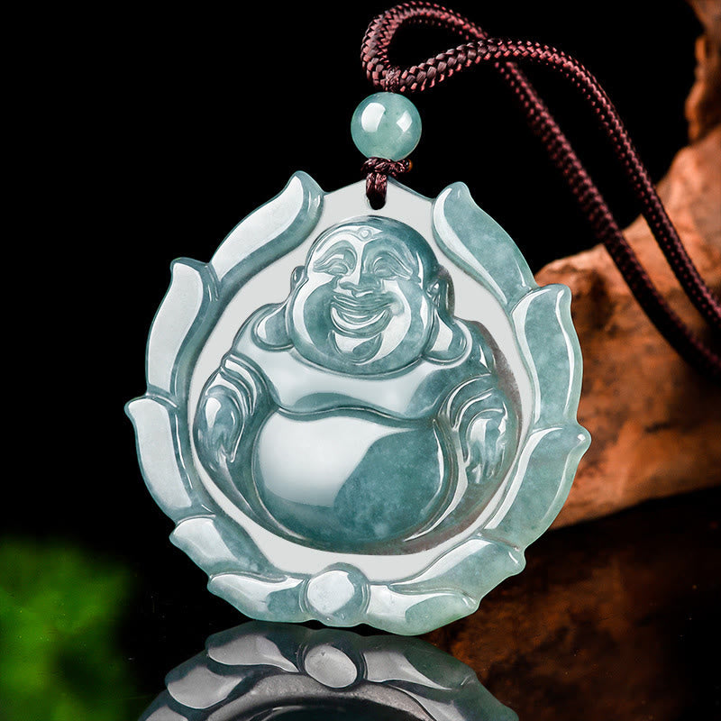 Kette Grüne Jade Buddha Lotus Segen