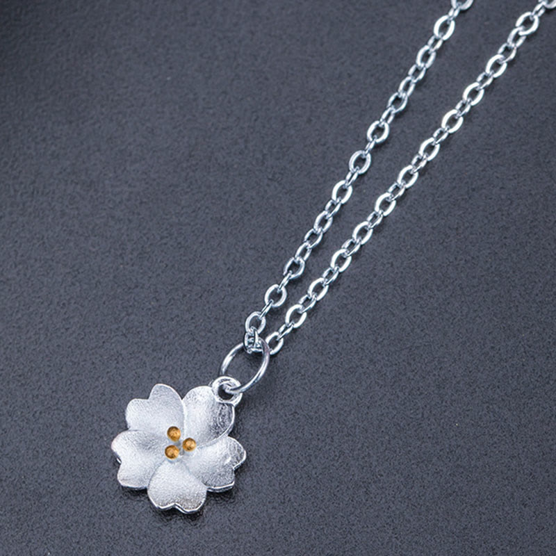 Silberkette Kirschblüte Anhänger Tibetisch Segen