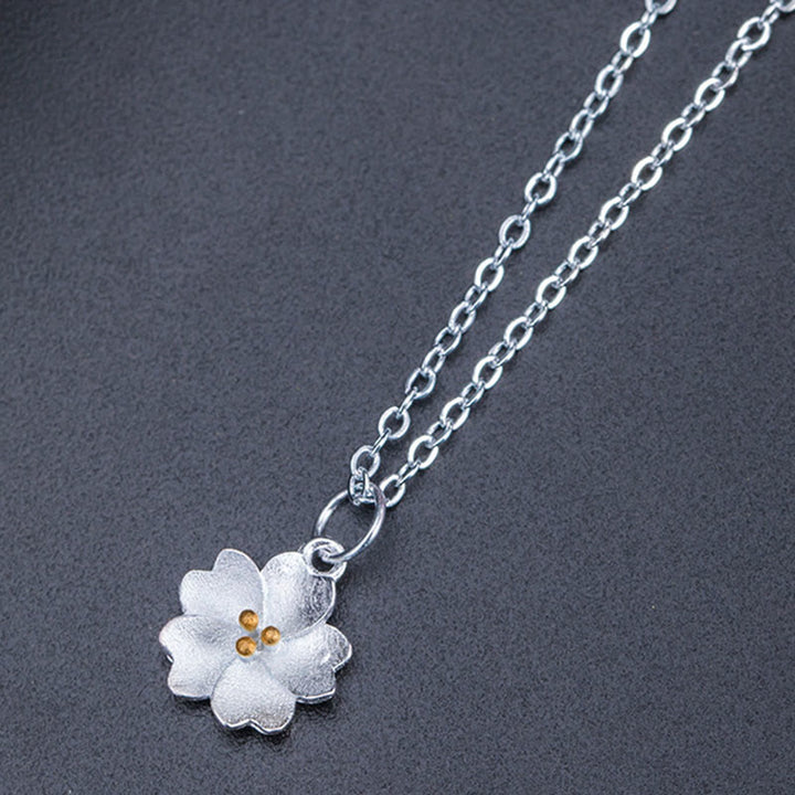 Silberkette Kirschblüte Anhänger Tibetisch Segen