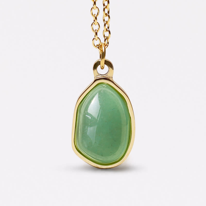 Kette Aventurin Amethyst Rosenquarz – Segen – Bild 2 – Grüne Aventurin Kette mit ovalem Anhänger Goldfarben