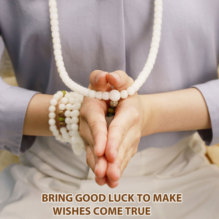 Armband Weißer Jade Lotus Mala "Harmonie"