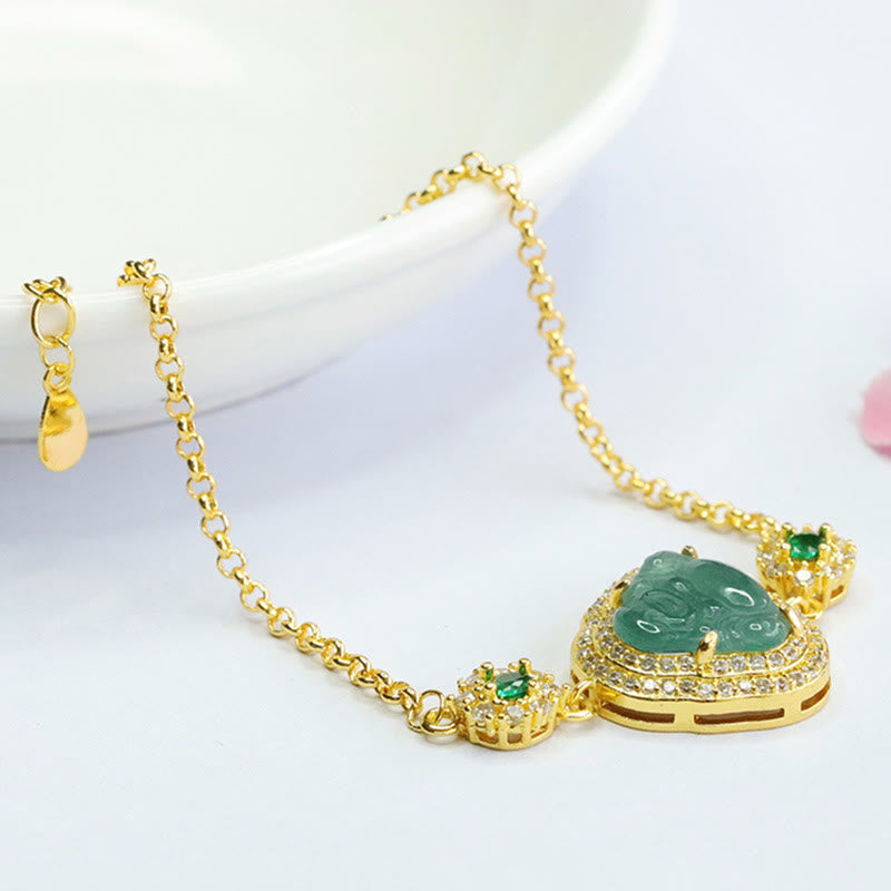 Kette Grüne Jade Lachender Buddha Glück