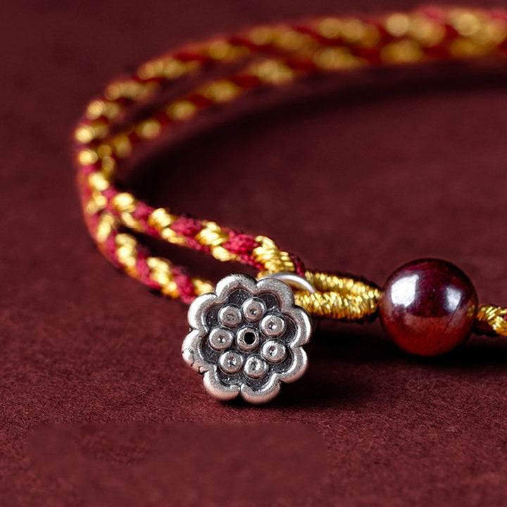 Armband Rot Gold Kordel Lotus Anhänger – Frieden Glück