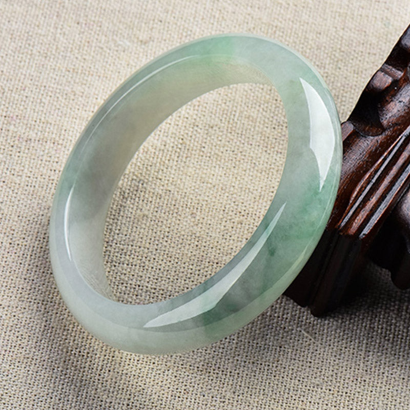 Jade Armband hellgrün poliert glänzend Naturstein Armreif elegant
