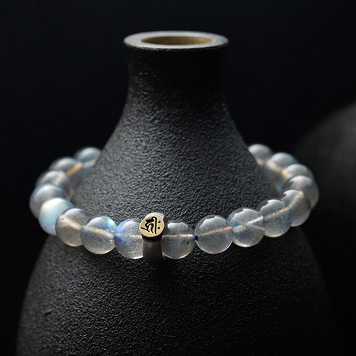 Mondstein Armband mit chinesischem Tierkreis Charm elegantes Schmuckstück