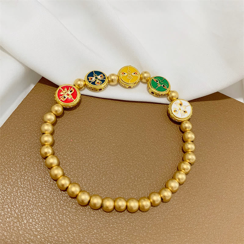 Armband Kupfer mit goldenen Perlen und bunten Steinen Harmonie.