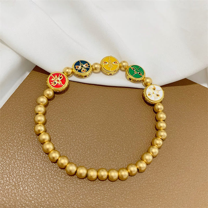 Armband Kupfer mit goldenen Perlen und bunten Steinen Harmonie.
