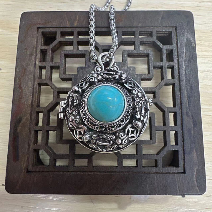 Dzi Anhänger Silber Holz Tibet
