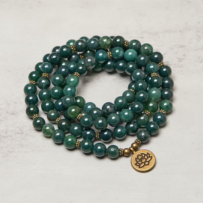 Armband Achat Lotus Heilung Energie grüne Perlen Lotus Anhänger Handgelenk
